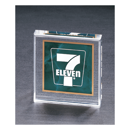 Emerald 3 3/4" x 3 3/4" Marble Design Acrylic Paperweight