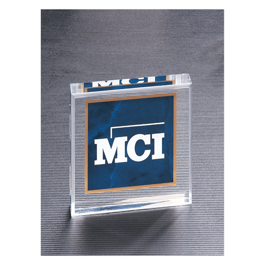 3 3/4" x 3 3/4" Sapphire Marble Design Acrylic Paperweight