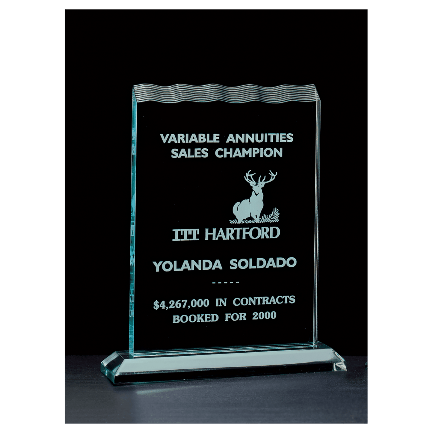 5 1/2" x 7 1/4" Tidal Series Jade Acrylic Award