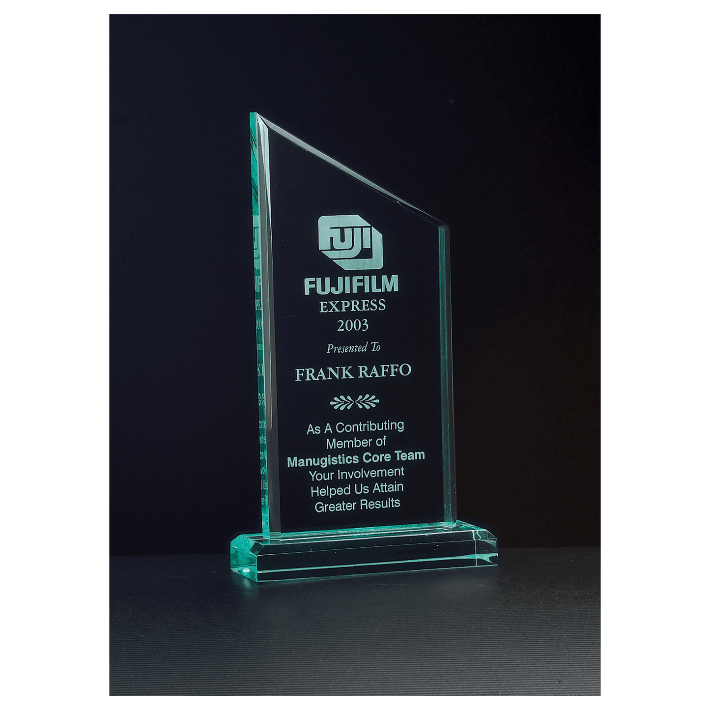 4 3/4" x 8 3/4" Zenith Series Jade Acrylic Award