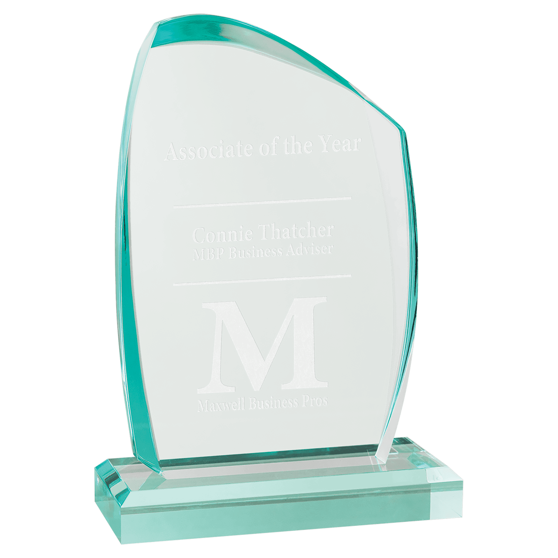 4 1/4" x 7 1/4" Tidal Series Jade Acrylic Award