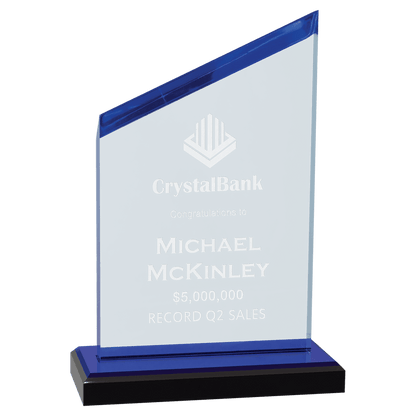 Blue Accents, Black Base with Blue 4 1/2" x 6 1/2" Zenith Series Acrylic with Mirror Top