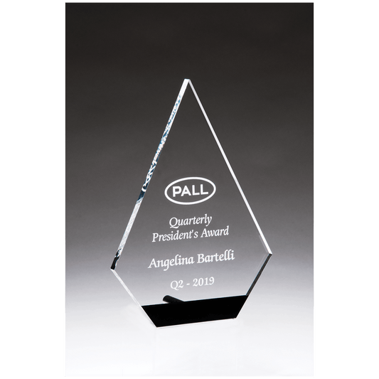 5" x 7" Diamond Series Clear Acrylic with Black Accent and Silver Post