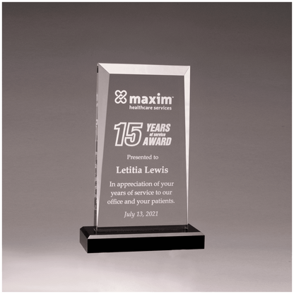 Clear Acrylic Award with Black 5" x 7 3/4" Apex Series Base