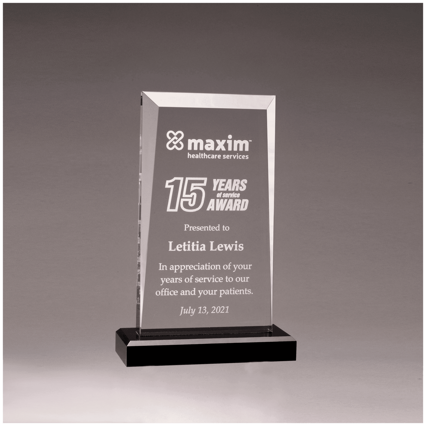 Clear Acrylic Award with Black 6" x 9 3/4" Apex Series Base