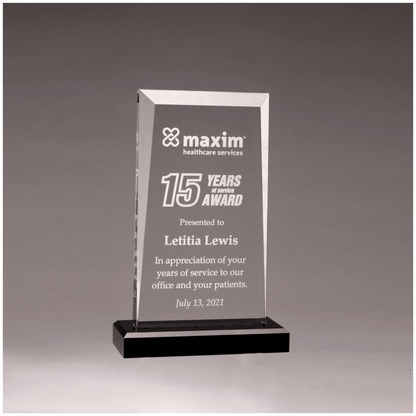 Clear Acrylic Award with Black 6" x 9 3/4" Apex Series Base