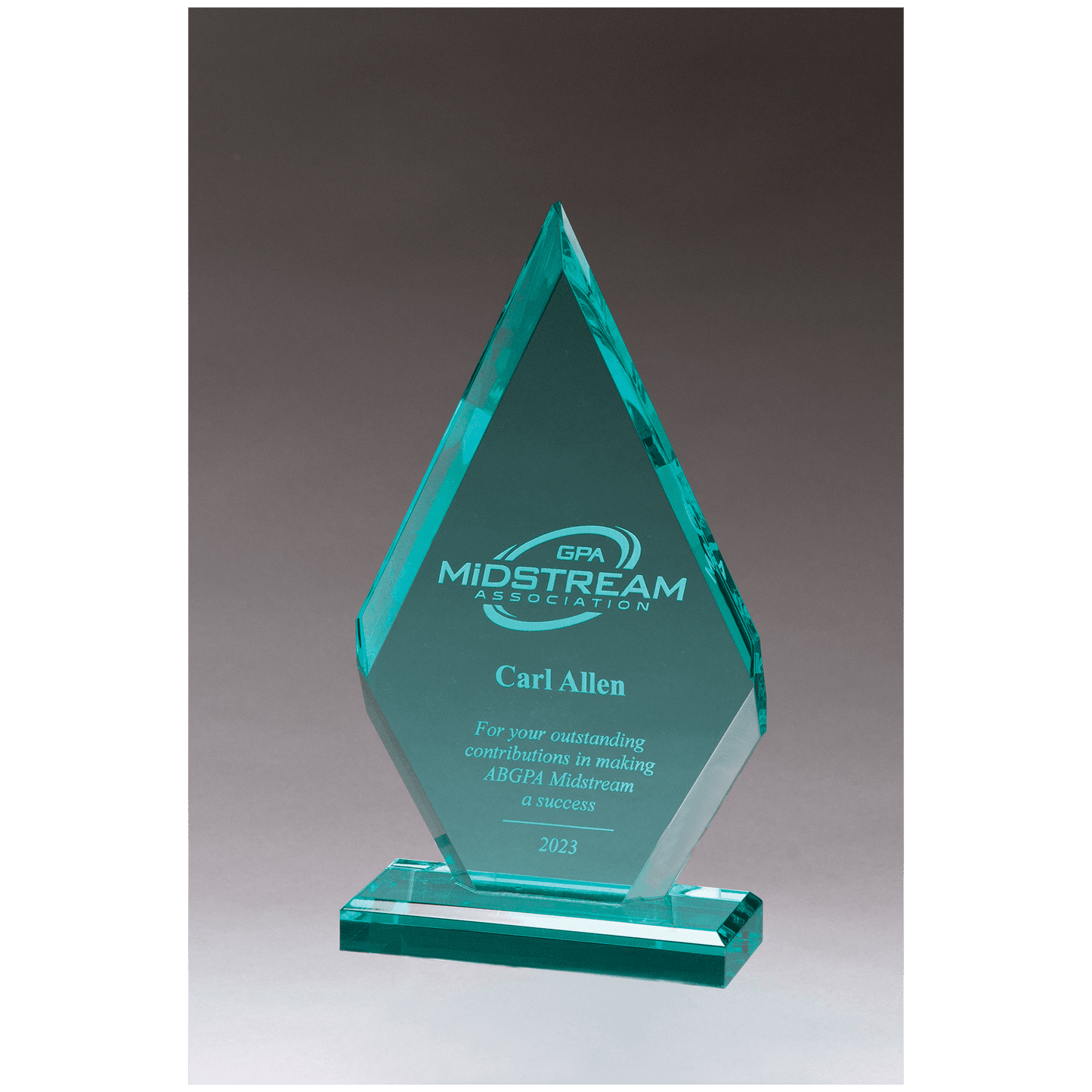 6" x 10 1/2" Flame Series Beveled Jade Acrylic Award