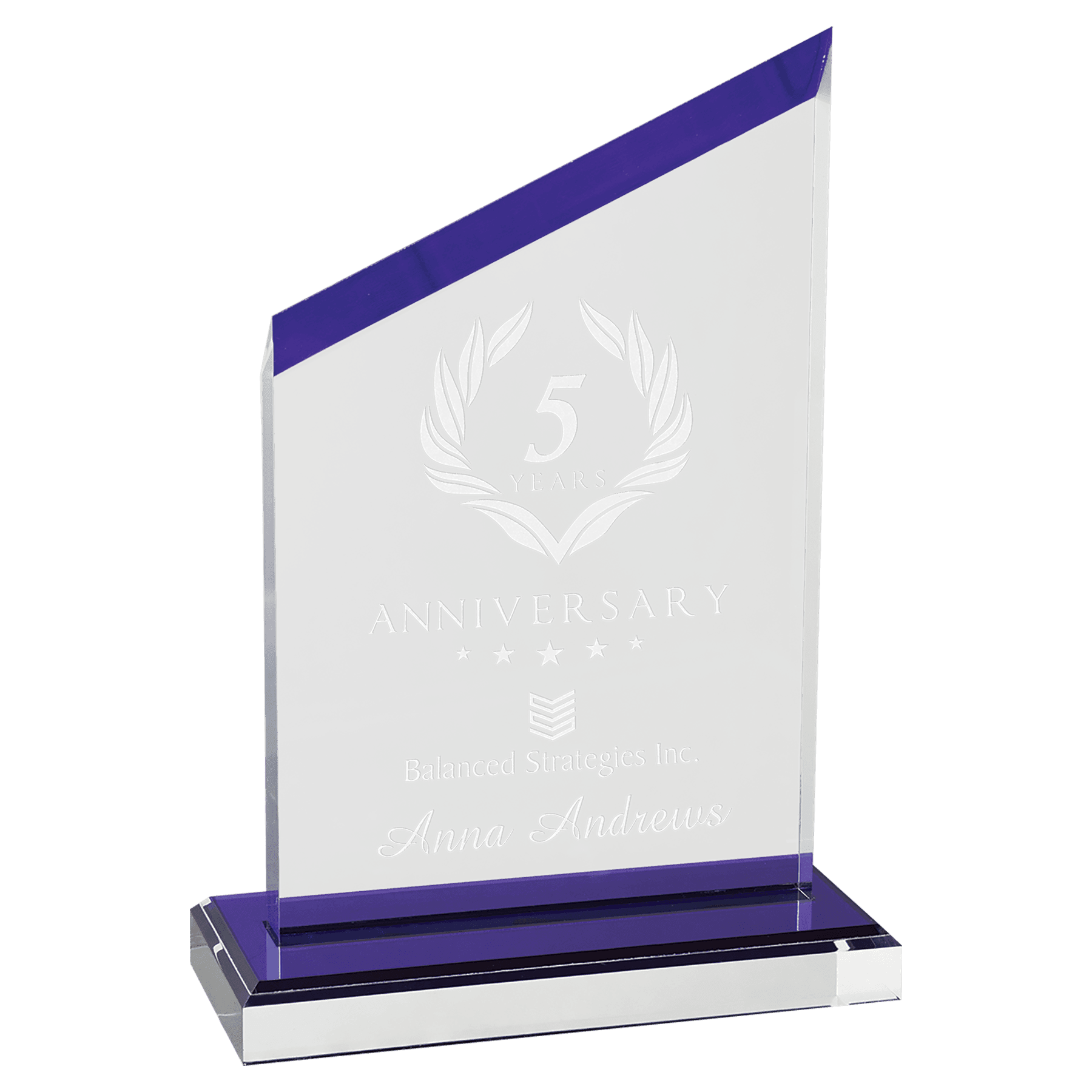 Purple Accents, Black Base with Purple 4 1/2" x 6 1/2" Zenith Series Acrylic with Mirror Top