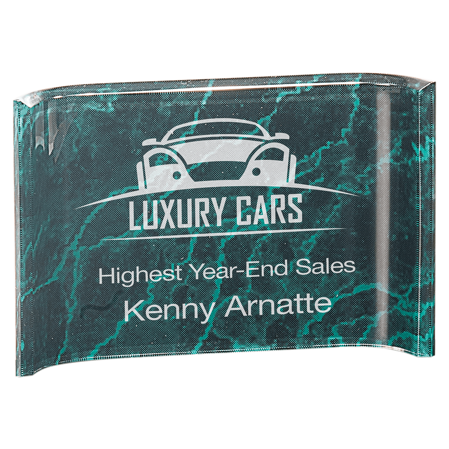 Green 6" x 4" Marbleized Acrylic Crescent