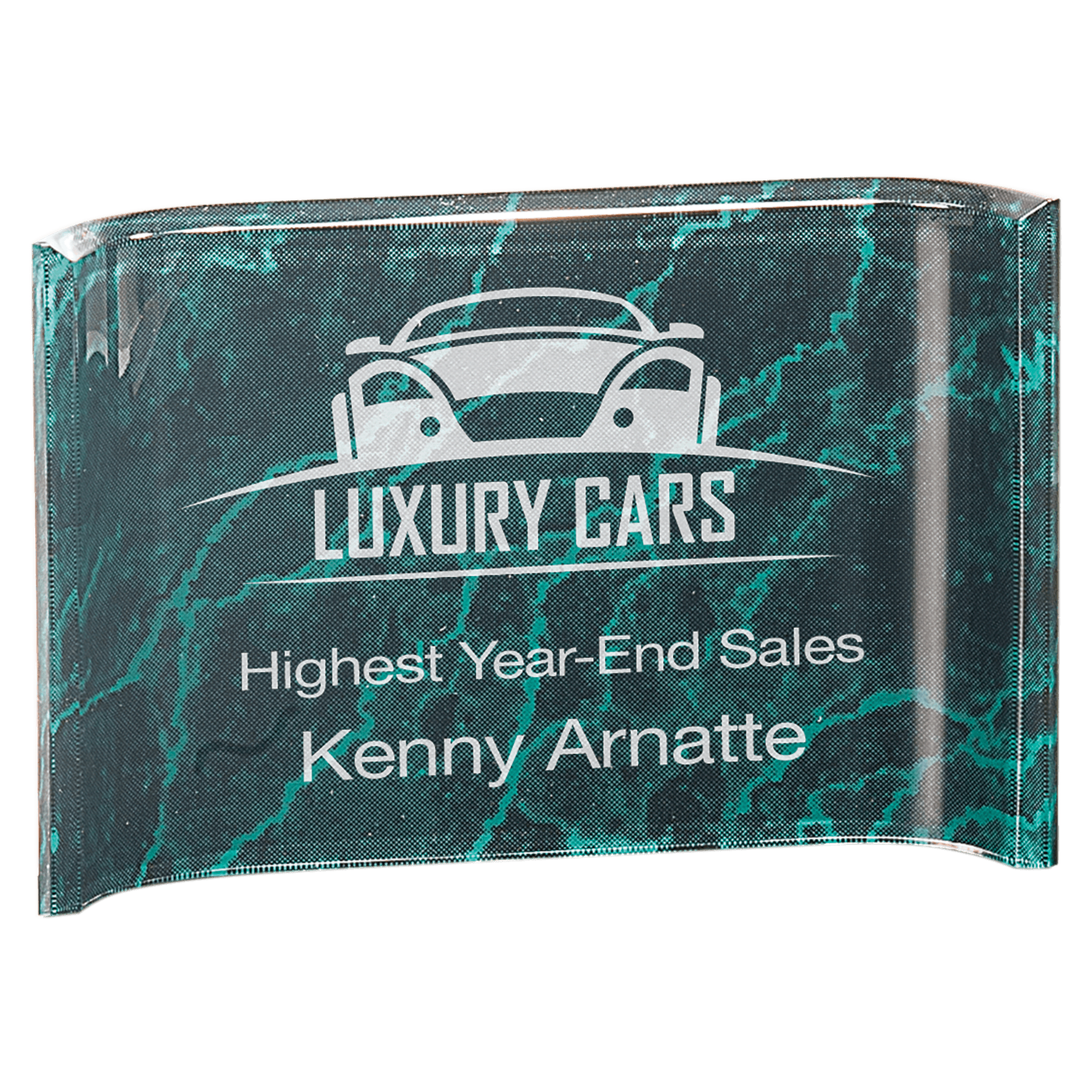 Green 6" x 4" Marbleized Acrylic Crescent