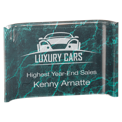 Green 6" x 4" Marbleized Acrylic Crescent