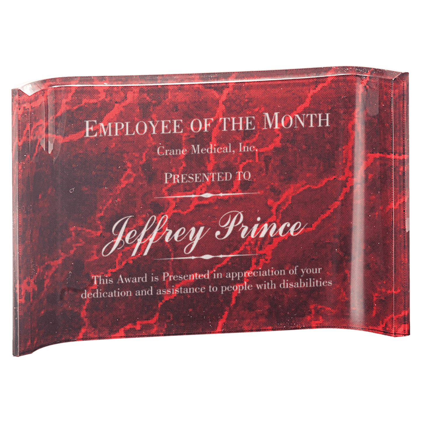 Red 6" x 4" Marbleized Acrylic Crescent