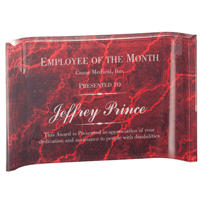 Red 6" x 4" Marbleized Acrylic Crescent