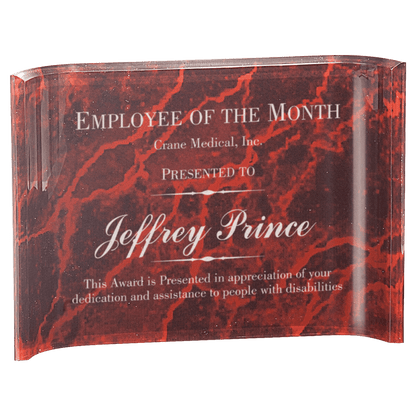 Red 7" x 5" Marbleized Acrylic Crescent