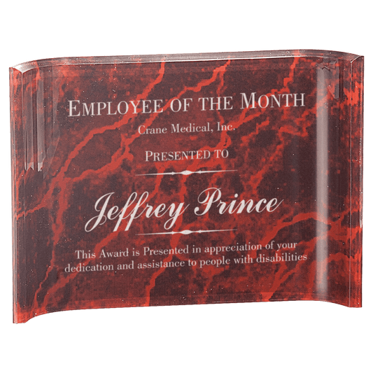 Red 7" x 5" Marbleized Acrylic Crescent