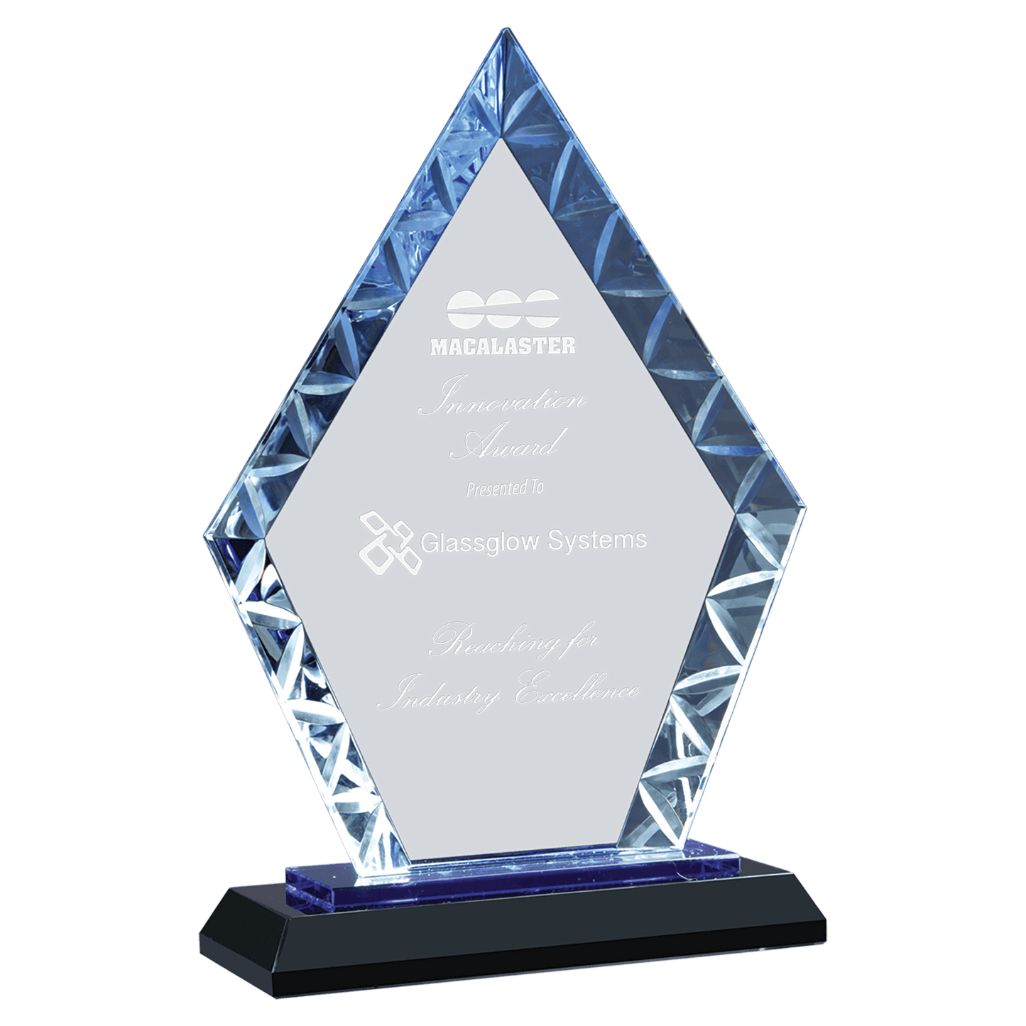 7 1/2" Clear Diamond Accent Glass on Blue & Black Reflective Base