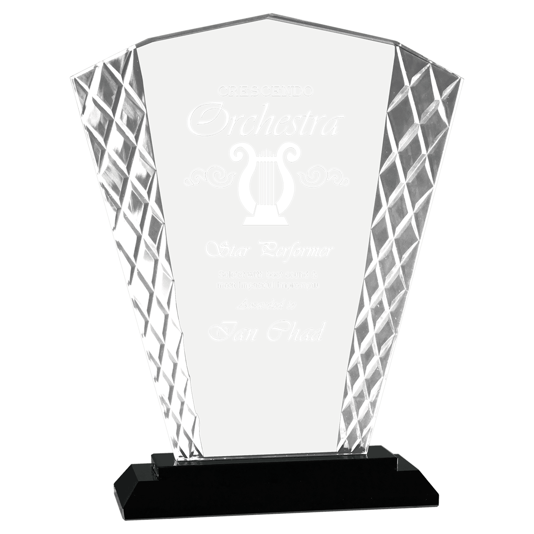 8" Fan Accent Glass on Black Base