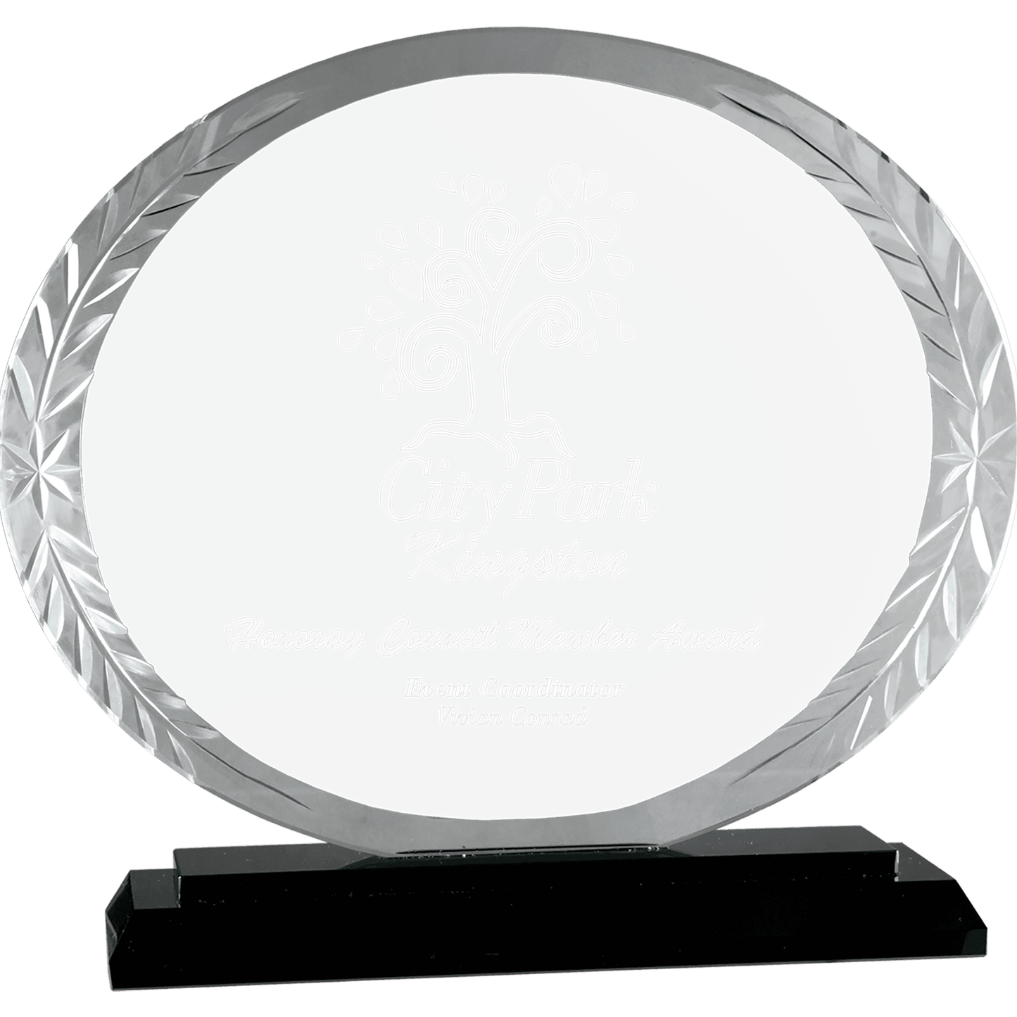 7" Oval Accent Glass on Black Base