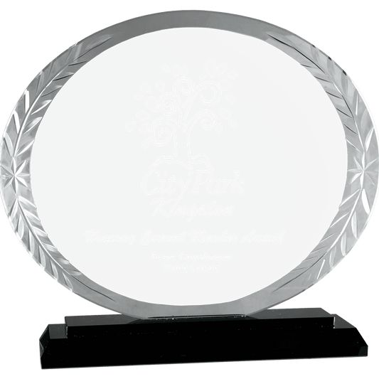 7" Oval Accent Glass on Black Base