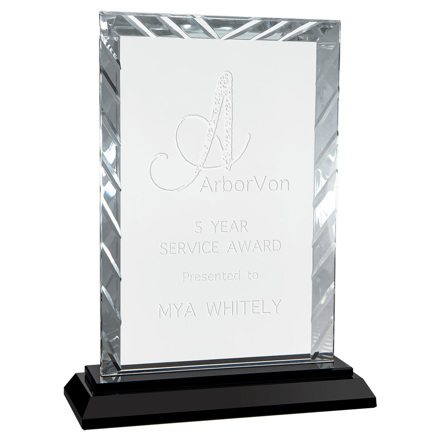 8" Rectangle Accent Glass on Black Base