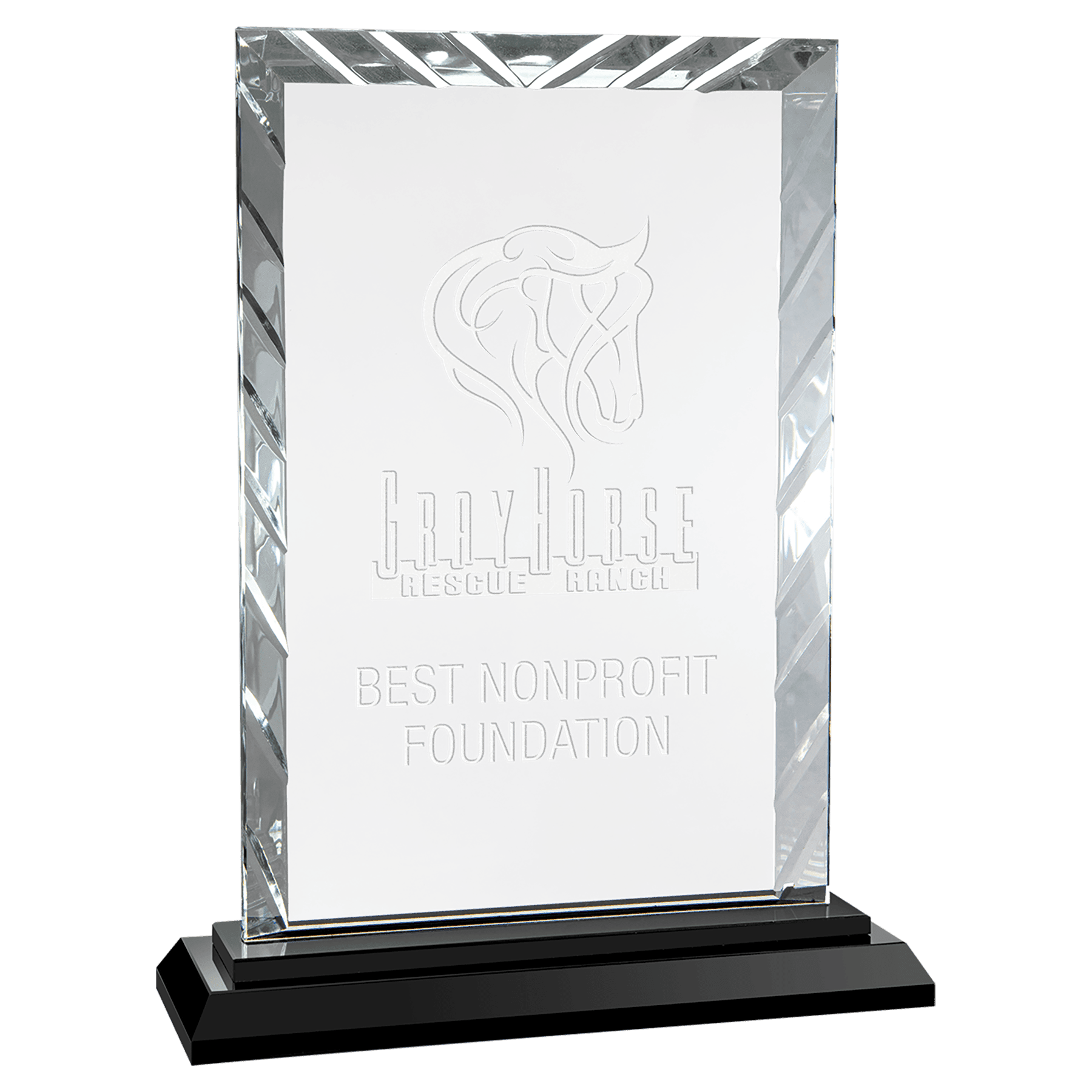 9" Rectangle Accent Glass on Black Base