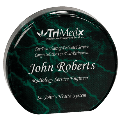 Green 3 1/2" Marble Acrylic Circle