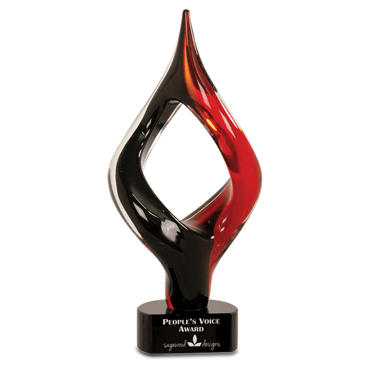 13 1/4" Red & Black Twist Art Glass