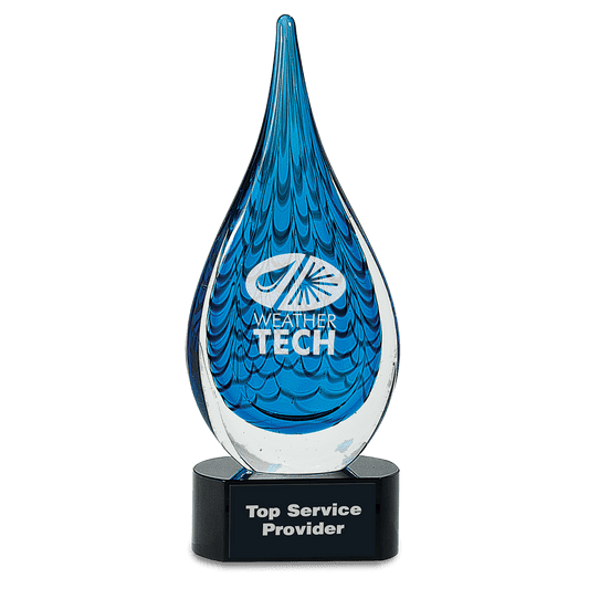 12 1/2" Blue Raindrop Art Glass