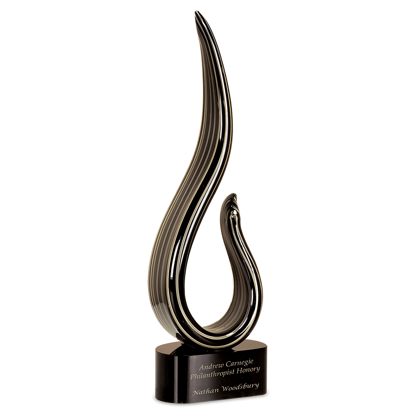 15" Black & Gold Curve Art Glass