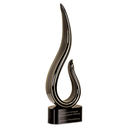 15" Black & Gold Curve Art Glass