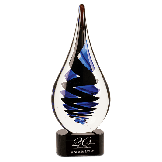 11 1/4" Black Twist Raindrop Art Glass