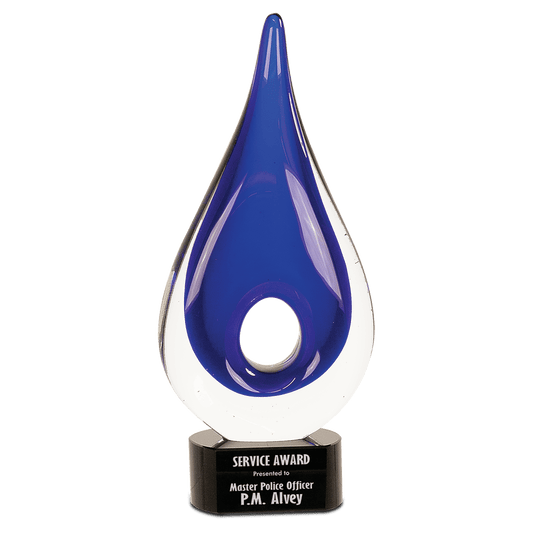 11 1/4" Blue Round Window Raindrop Art Glass