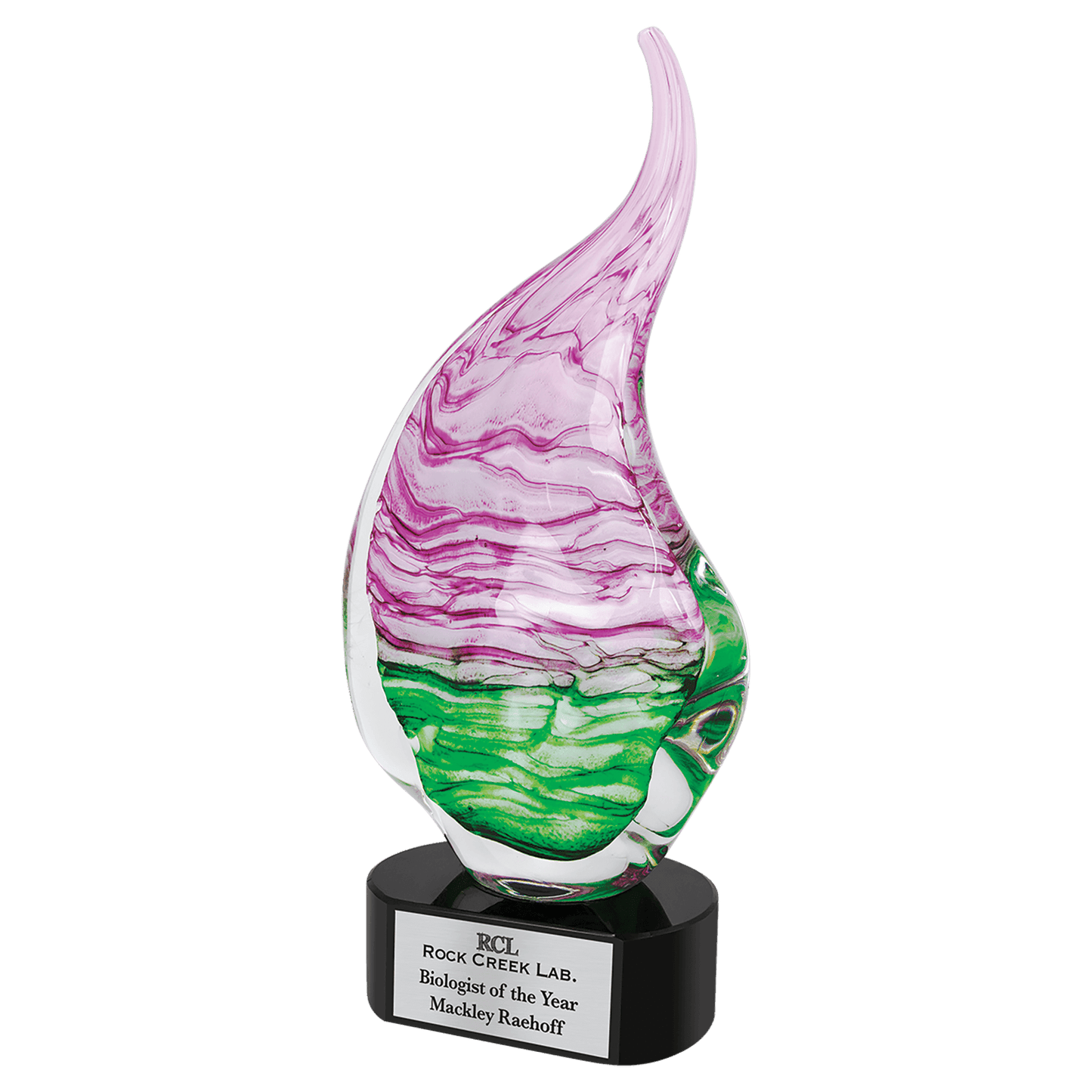 15 1/2" Pink/Green Art Glass