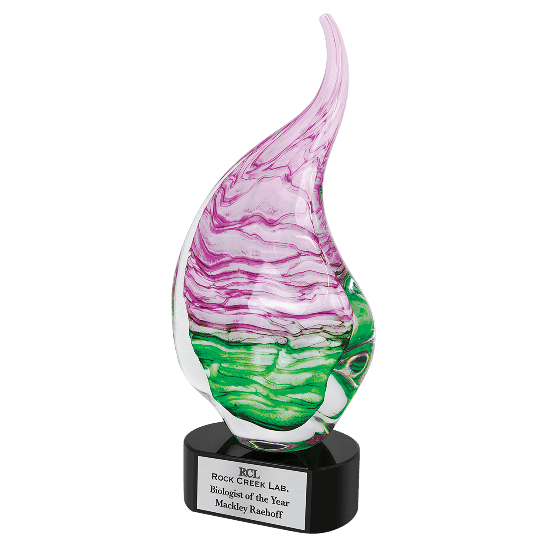 15 1/2" Pink/Green Art Glass