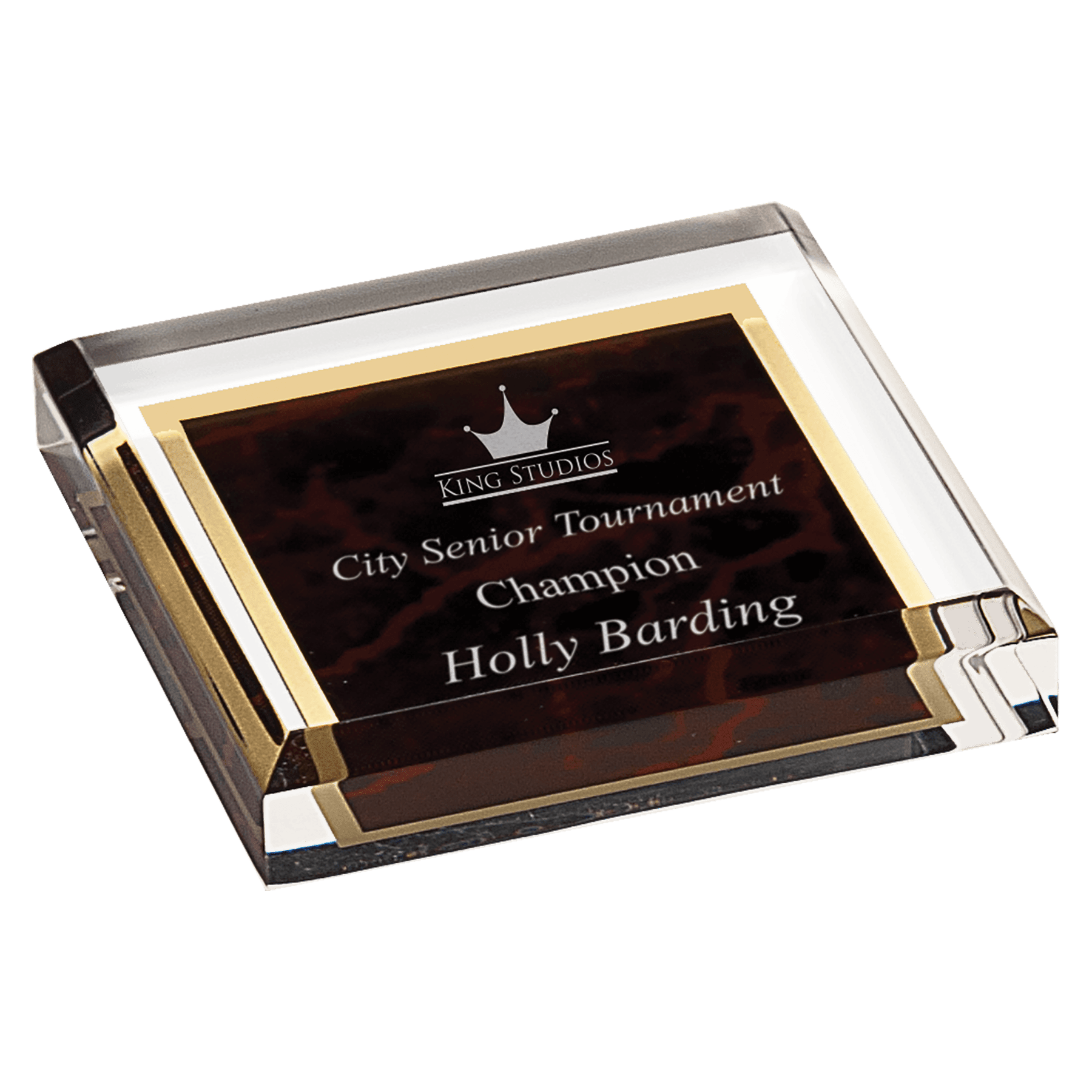 Red 3 3/4" x 3 3/4" Marbleized Acrylic Paperweight