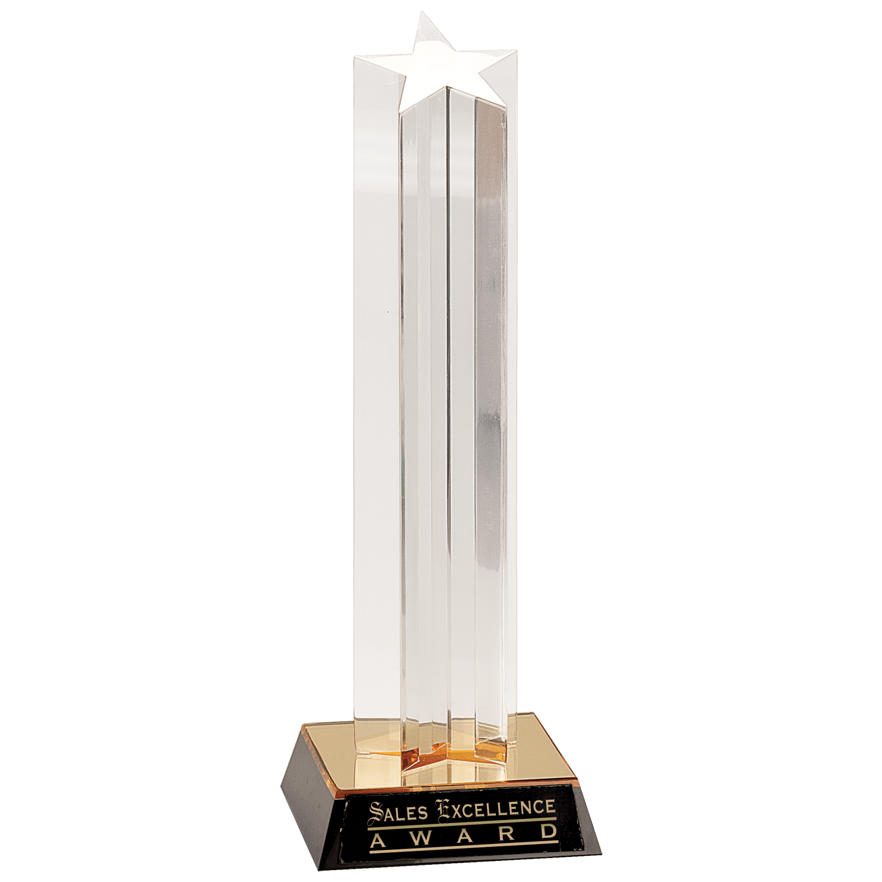 11" Clear Single Star Column Acrylic with Gold/Black Base