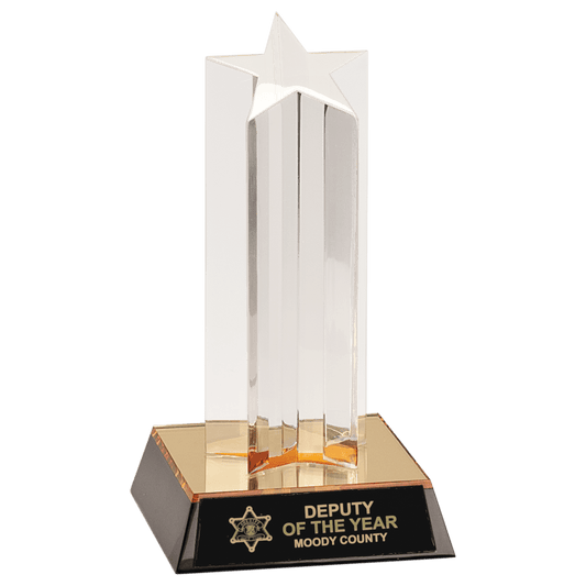 7" Clear Single Star Column Acrylic with Gold/Black Base