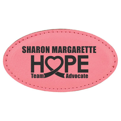 Pink 3 1/4" x 1 3/4" Laserable Leatherette Oval Badge Blank with Magnet