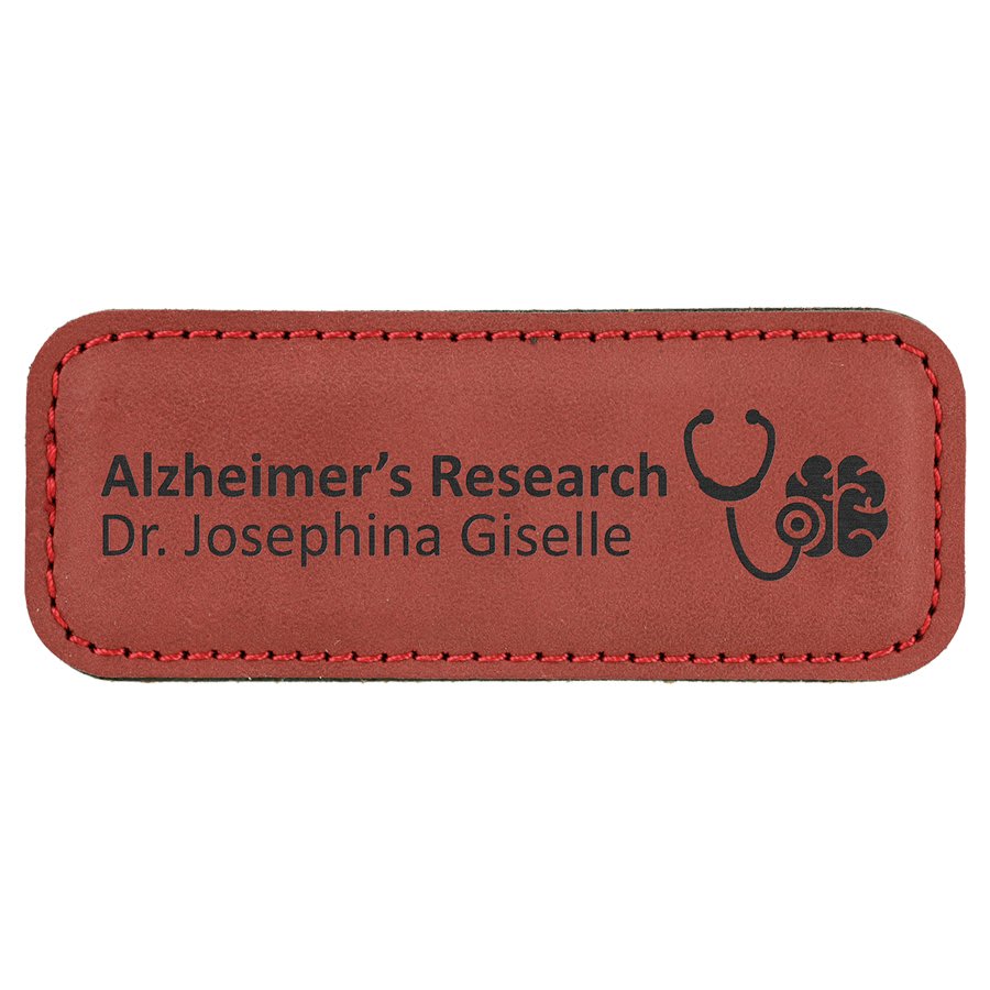 3 1/4" x 1 1/4" Rose Laserable Leatherette Badge Blank with Magnet