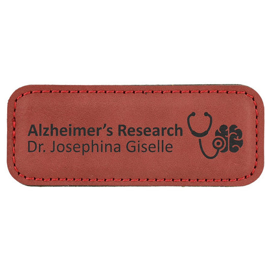 3 1/4" x 1 1/4" Rose Laserable Leatherette Badge Blank with Magnet