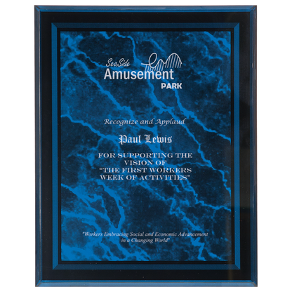 Blue 7" x 9" Marble Border -Plaq Acrylic