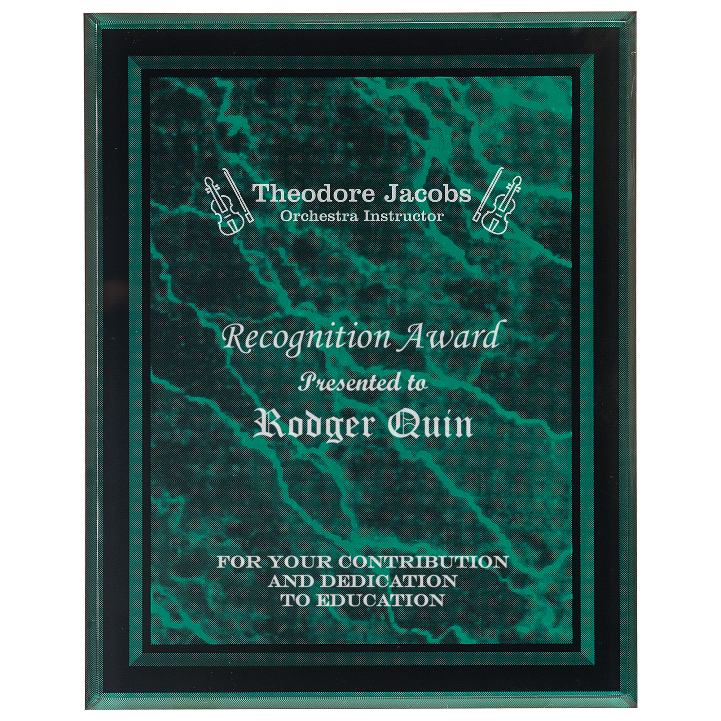 Green 7" x 9" Marble Border -Plaq Acrylic