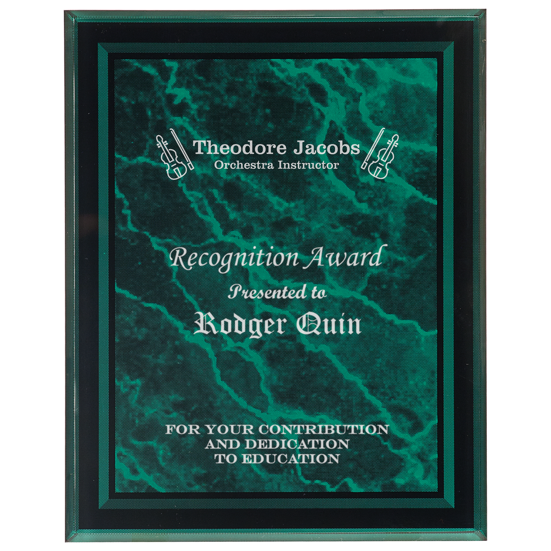 Green Marble Border Clear 7" x 9" -Plaq Acrylic