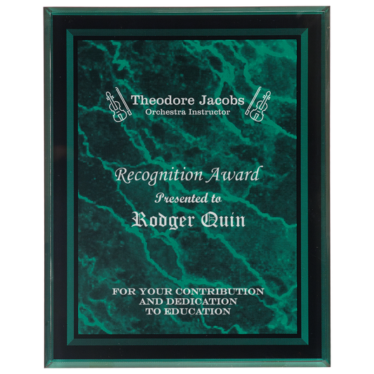 Green Marble Border Clear 7" x 9" -Plaq Acrylic