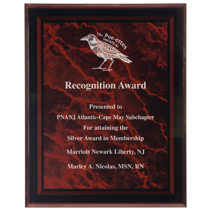 Red Marble Border Clear 7" x 9" -Plaq Acrylic