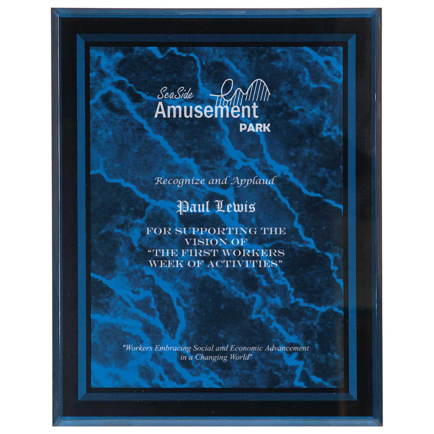 Blue 8" x 10" Marble Border -Plaq Acrylic