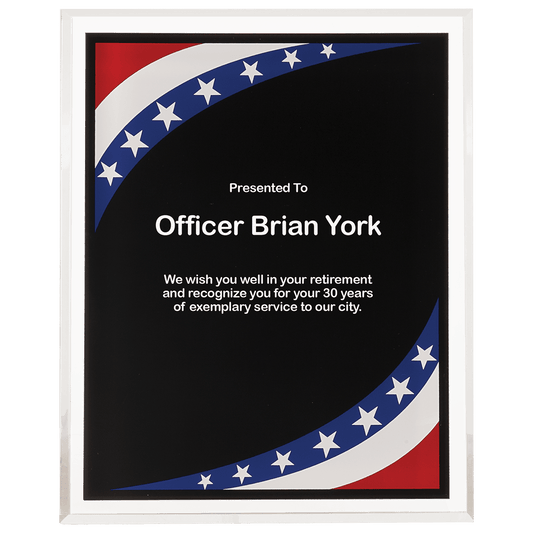 8" x 10" Stars & Stripes Border Clear-Plaq Acrylic
