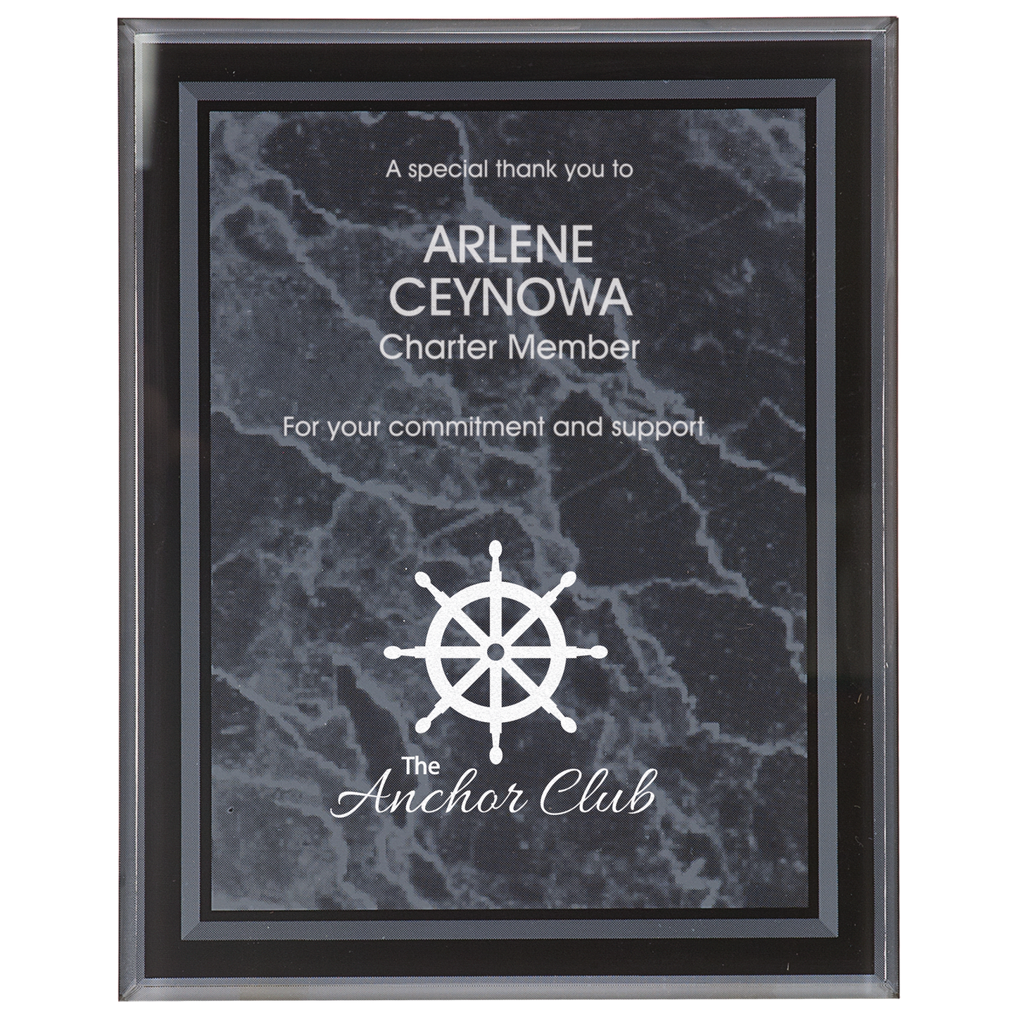 Black Marble Border Clear 9" x 11" -Plaq Acrylic