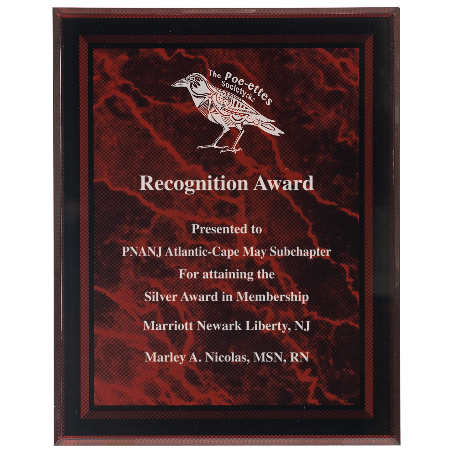 Red Marble Border Clear 9" x 11" -Plaq Acrylic