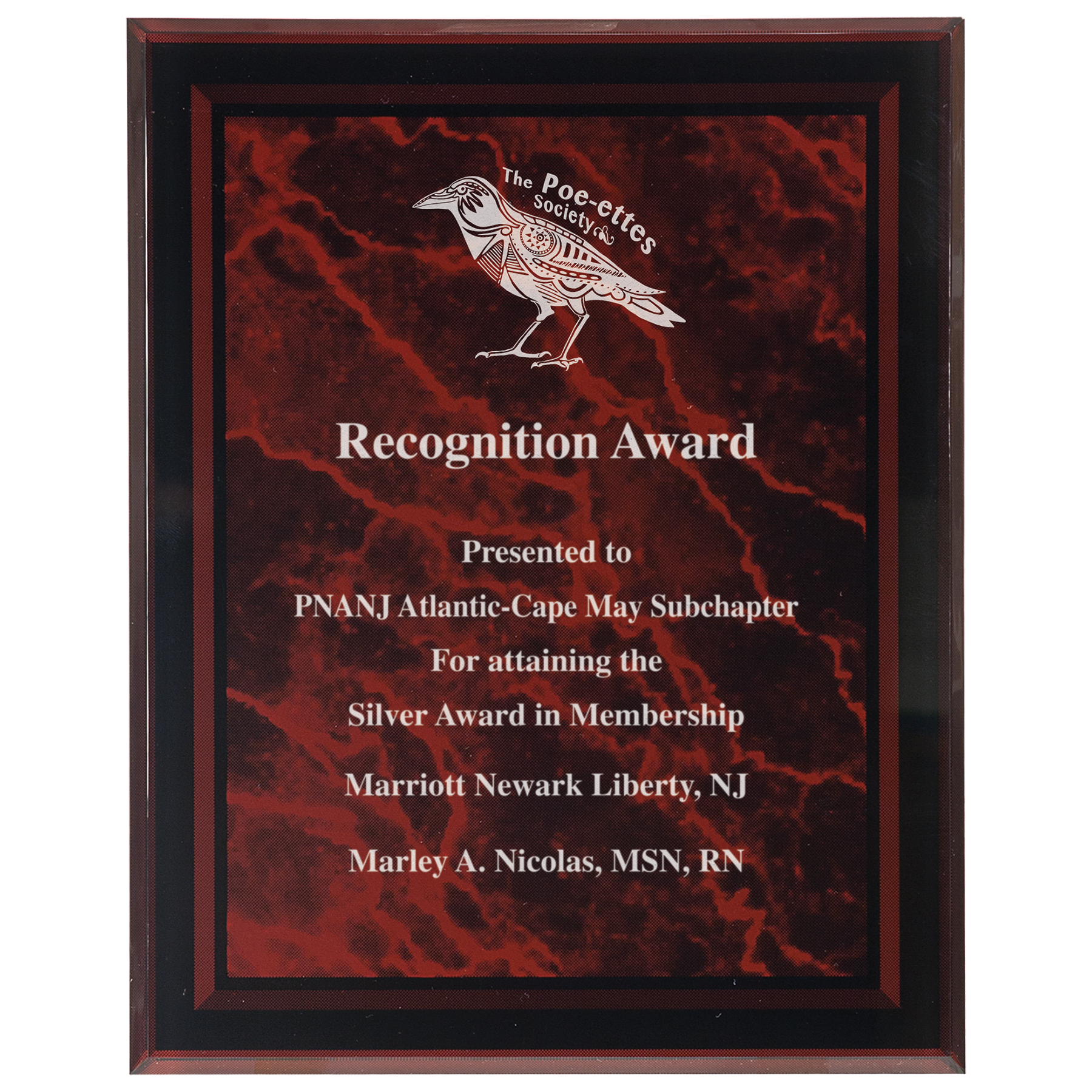 Red Marble Border Clear 9" x 11" -Plaq Acrylic